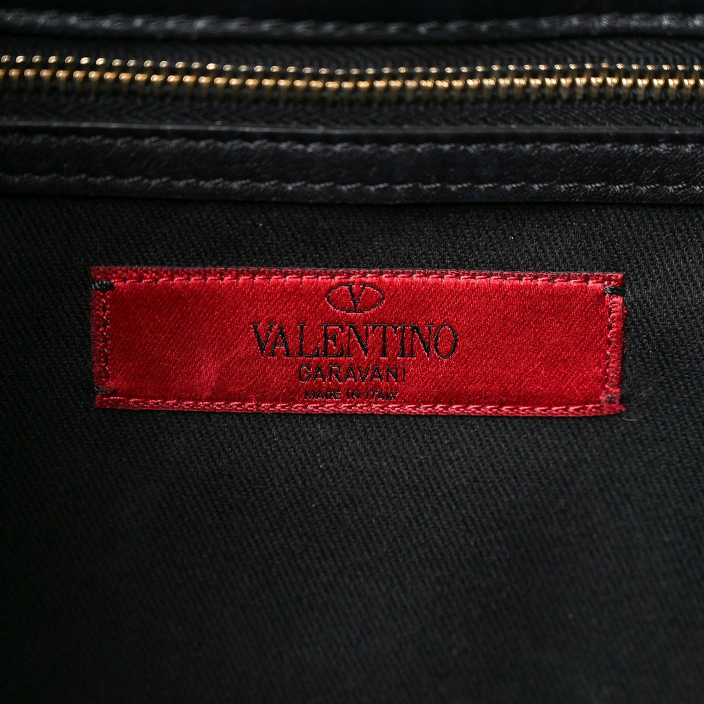 Vitello Large Glam Lock Rockstud Flap Black