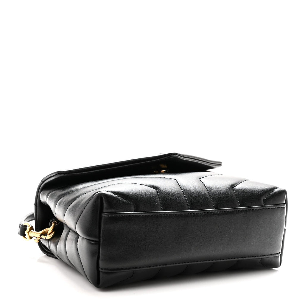 Calfskin Y Quilted Monogram Toy Loulou Crossbody Bag Black