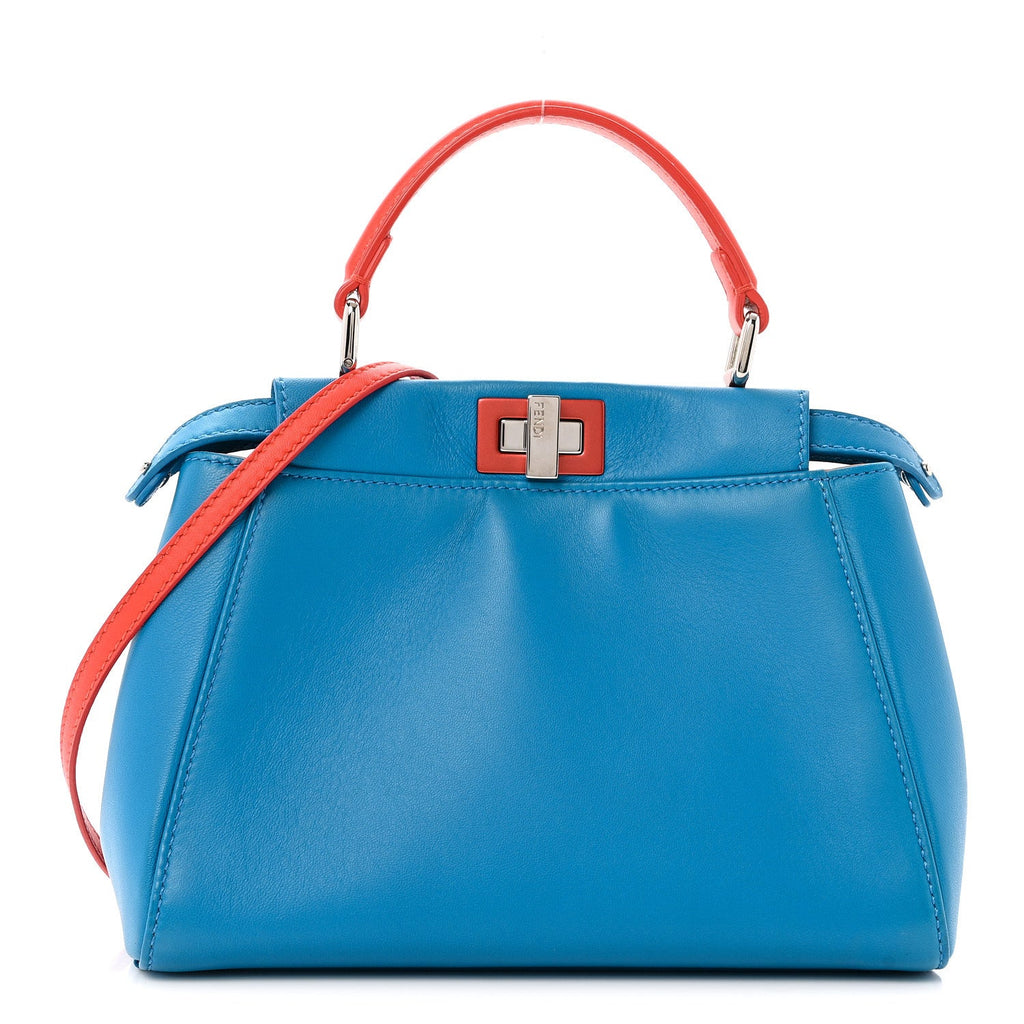 Nappa Colorblock Mini Peekaboo Iconic Satchel Blue Royal Papavero Cuoio