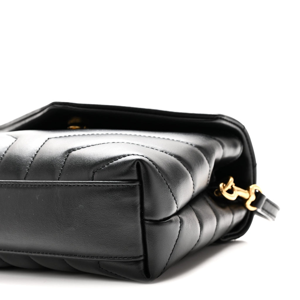 Calfskin Y Quilted Monogram Toy Loulou Crossbody Bag Black