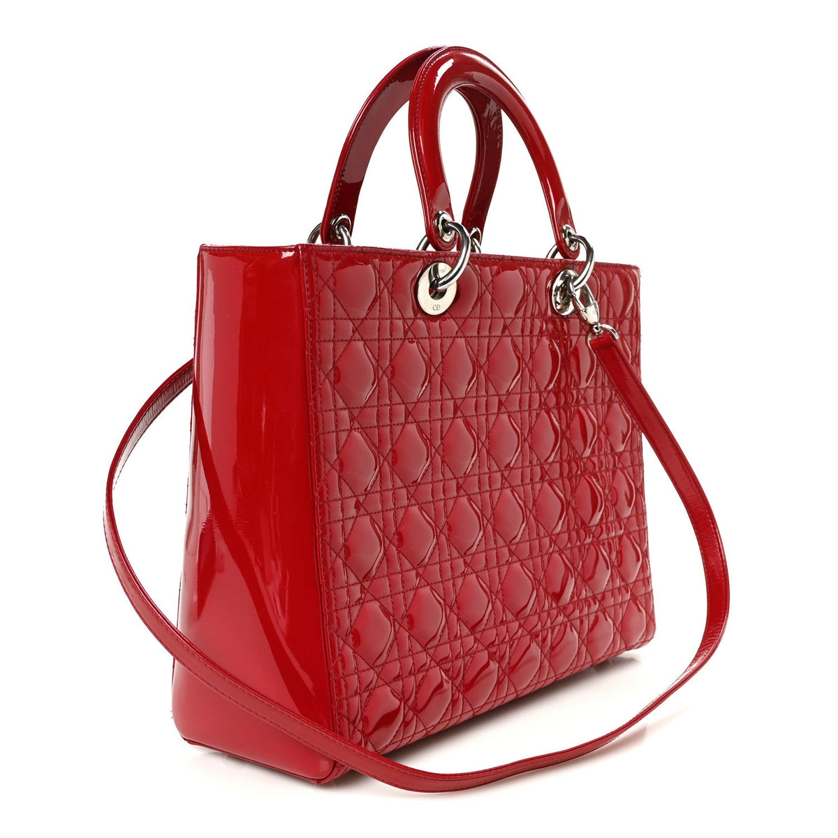 Patent Cannage Large Lady Dior Red