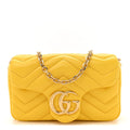 Lambskin Matelasse Mini GG Marmont Shoulder Bag Yellow