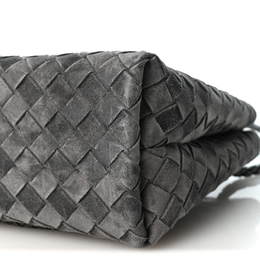 Suede Intrecciato Small Andiamo Shoulder Bag Graphite