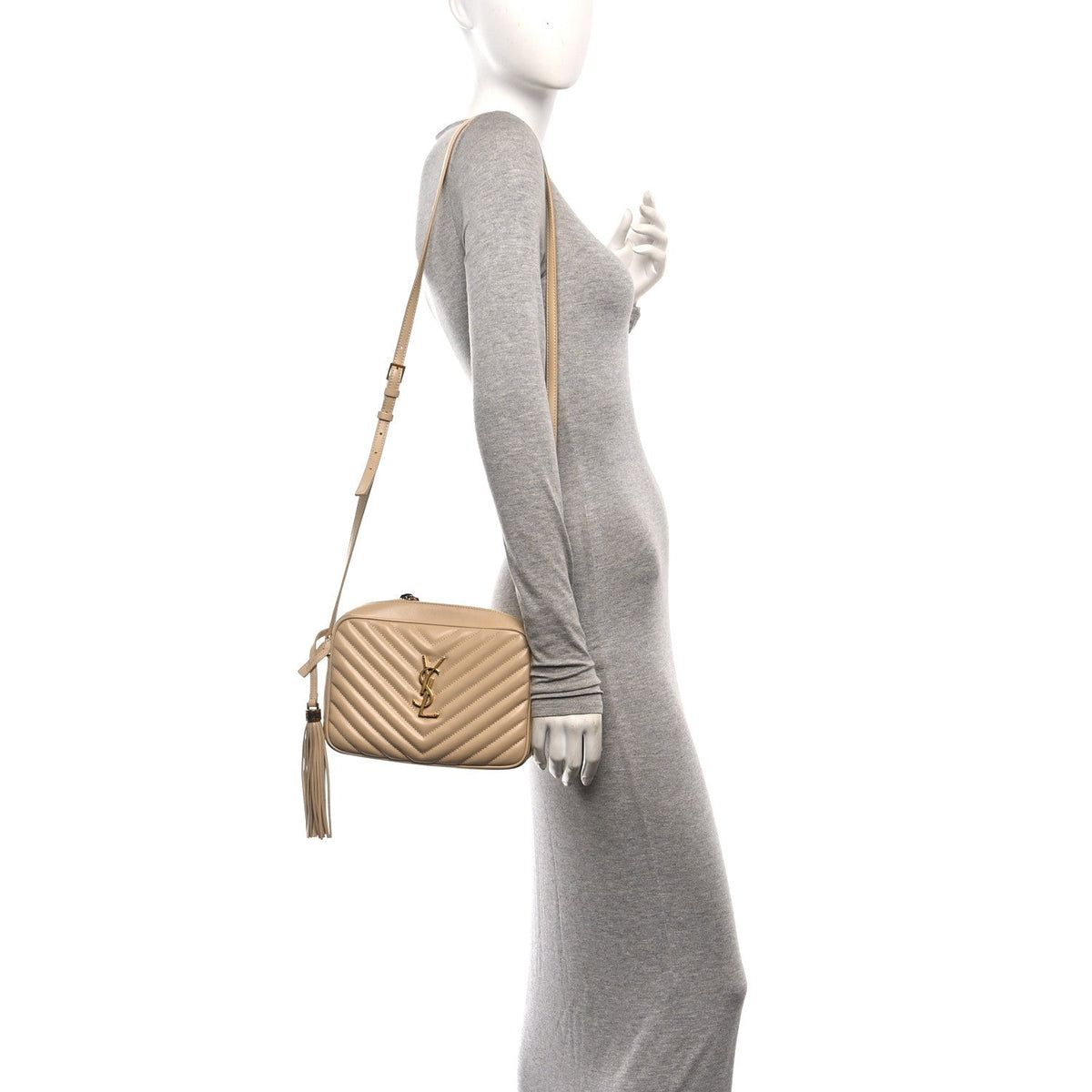 Calfskin Matelasse Monogram Lou Camera Bag Dark Beige