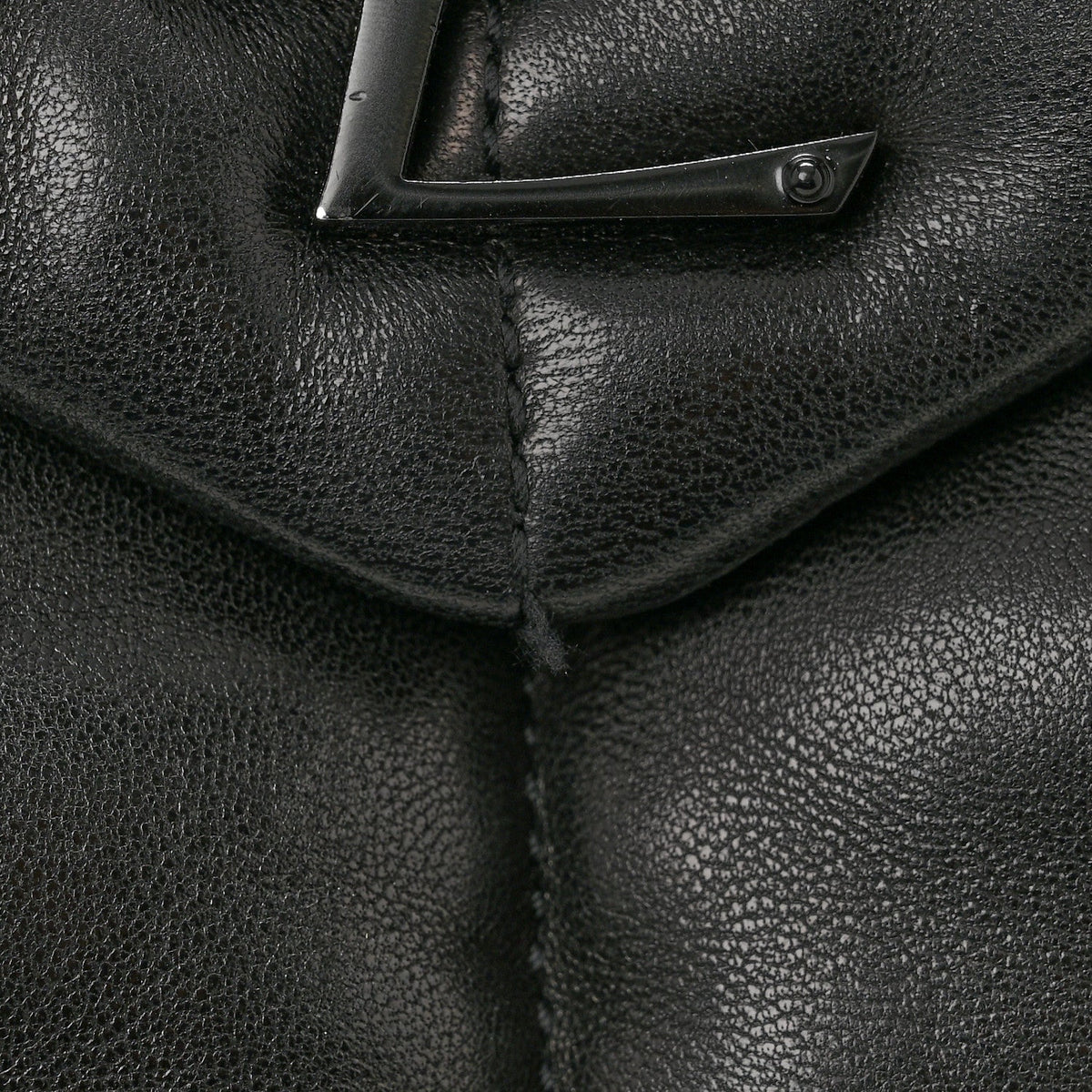 Lambskin Quilted Monogram Monochrome Medium Loulou Puffer Chain Satchel Black