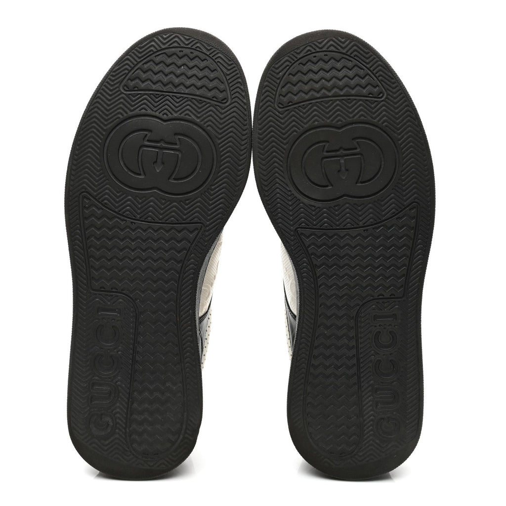 Calfskin GG Tennis Embossed Perforated Mens Interlocking G 55mm Sneakers 8.5 Black White