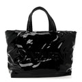 Patent Wide Puffer Maxi Tote Black