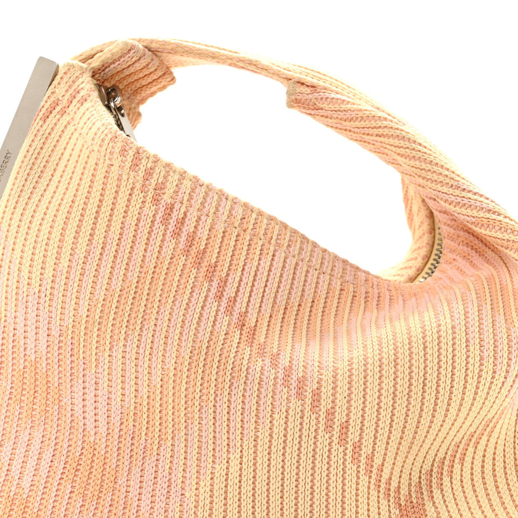 Canvas Knitted Check Mini Peg Duffle Bag Sherbert
