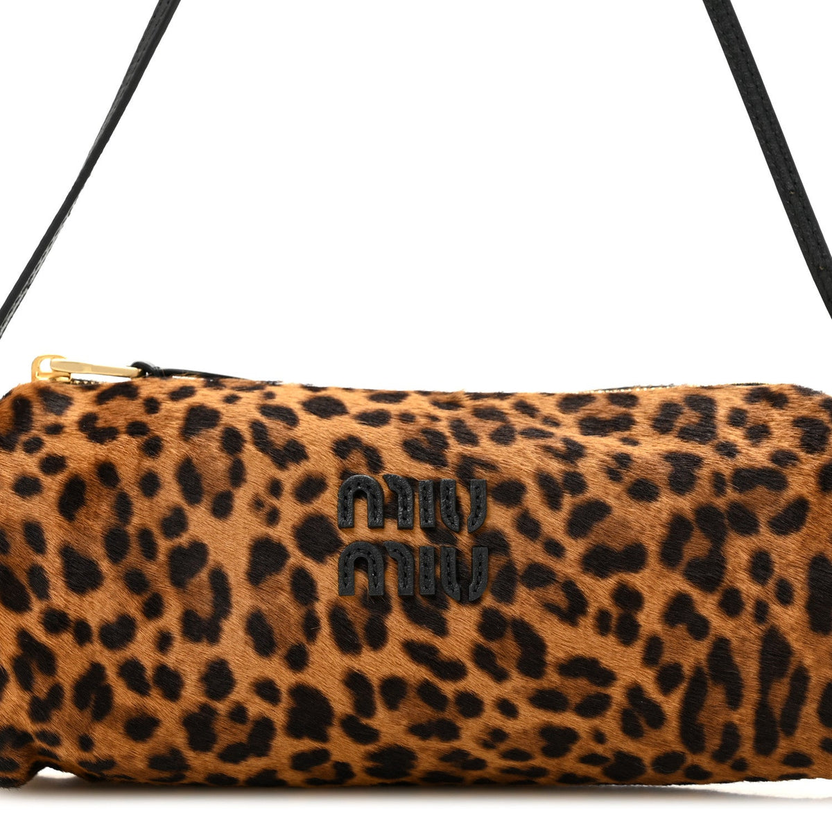Nappa Calf Hair Leopard Printed Pouch Miele
