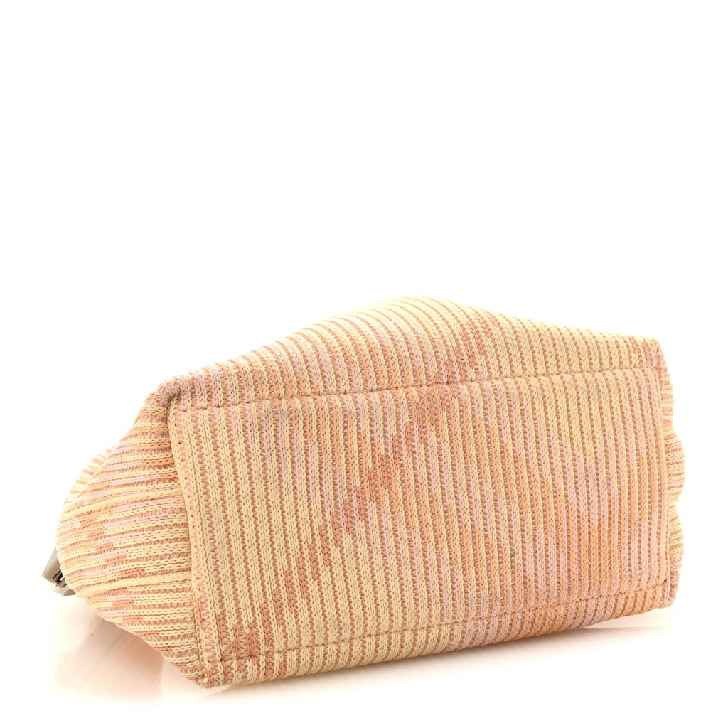 Canvas Knitted Check Mini Peg Duffle Bag Sherbert