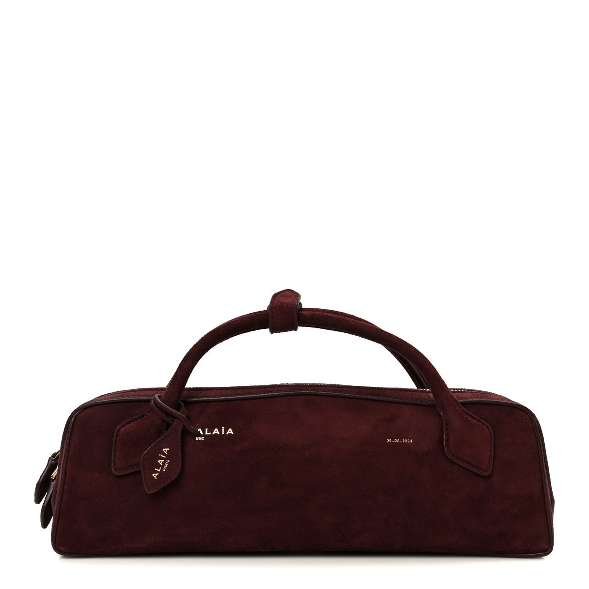 Suede Goatskin Le Teckel Clutch Rouge Grenat