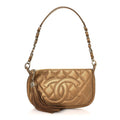 Metallic Caviar Quilted Timeless CC Shoulder Bag Gold