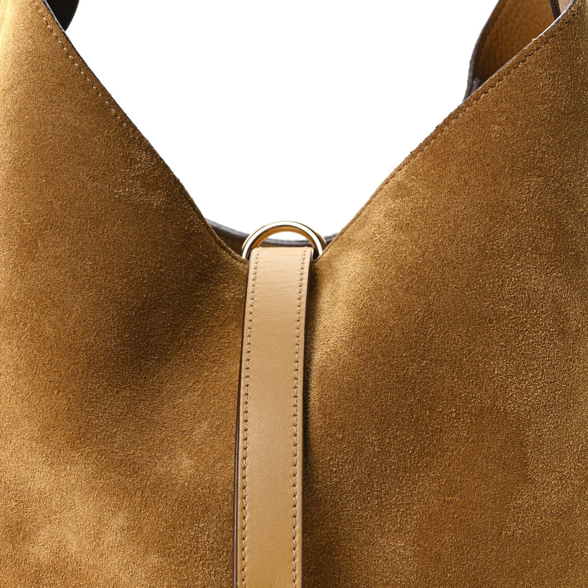 Suede Calfskin Small Marcie Hobo Bag Gold Khaki