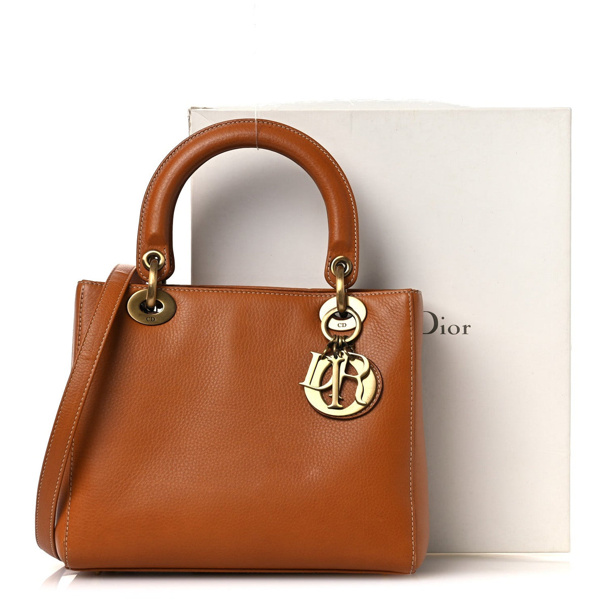 Grained Calfskin Medium Lady Dior Brown