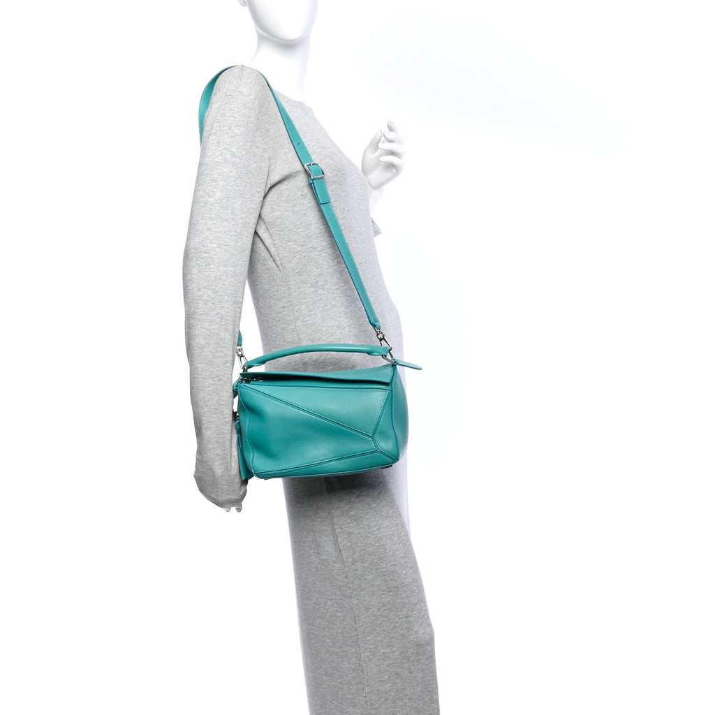 Nappa Lambskin Small Featherlight Puzzle Bag Aquamarine