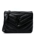 Calfskin Y Quilted Monogram Monochrome Toy Loulou Crossbody Bag Black