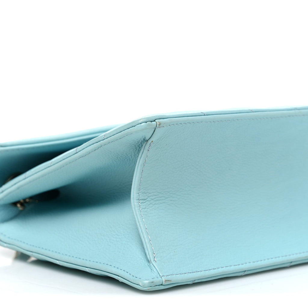 Calfskin Quilted Chevron Envelope Flap Turquoise