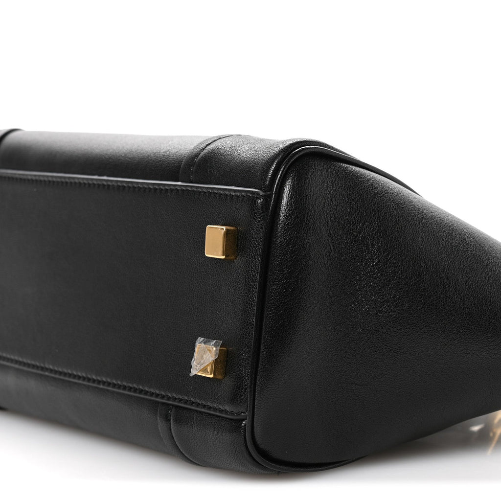 Supple Shiny Lambskin Little New Luggage Black