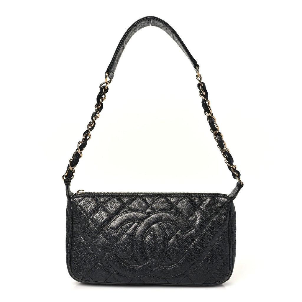 Caviar Quilted CC Shoulder Bag Black