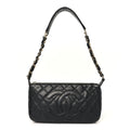 Caviar Quilted CC Shoulder Bag Black