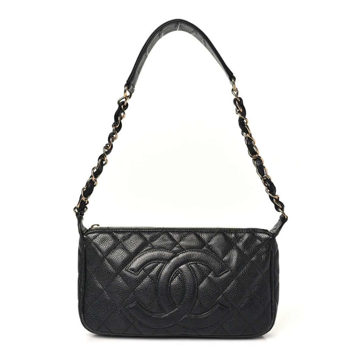 Caviar Quilted CC Shoulder Bag Black