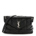 Lambskin Quilted Medium Loulou Puffer Monogram Chain Satchel Black