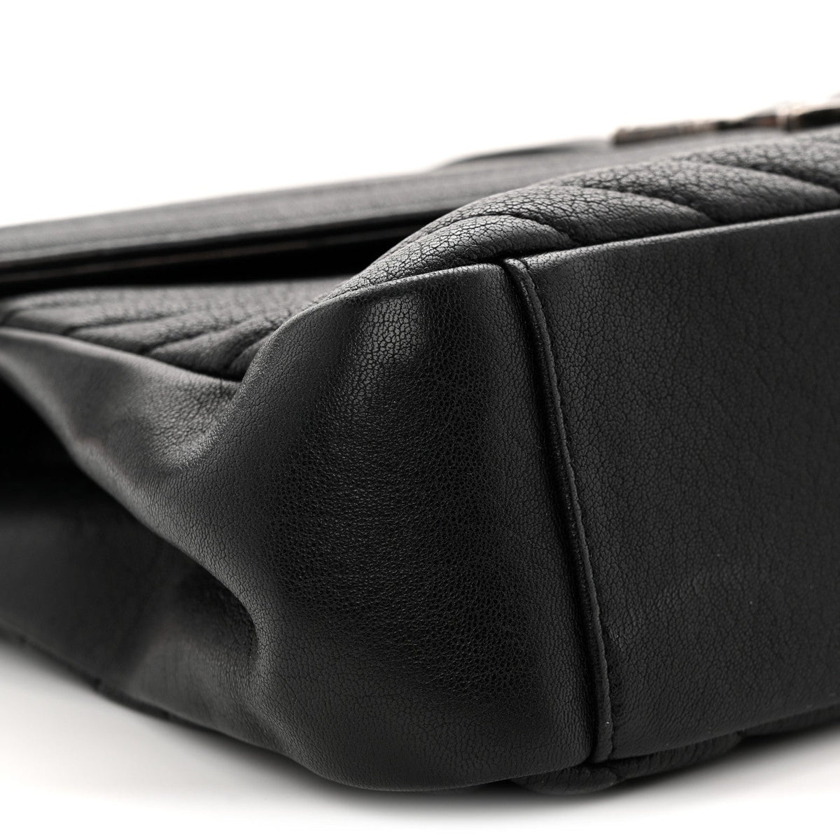 Sheepskin Matelasse Chevron Monogram Large College Satchel Black