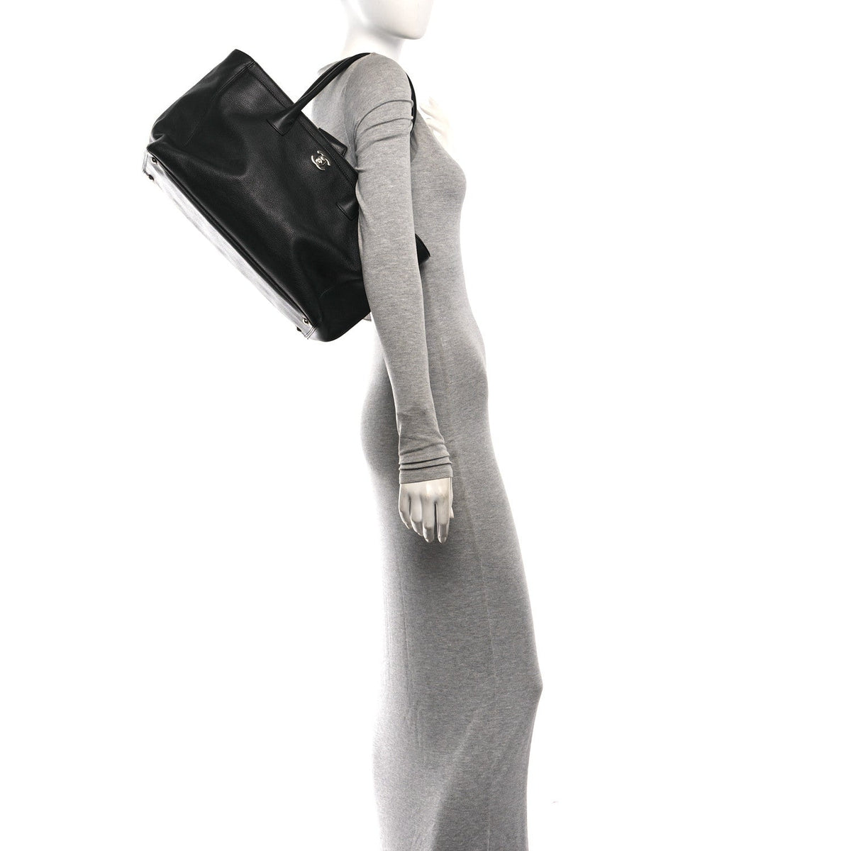 Calfskin Cerf Executive Shopper Tote Black