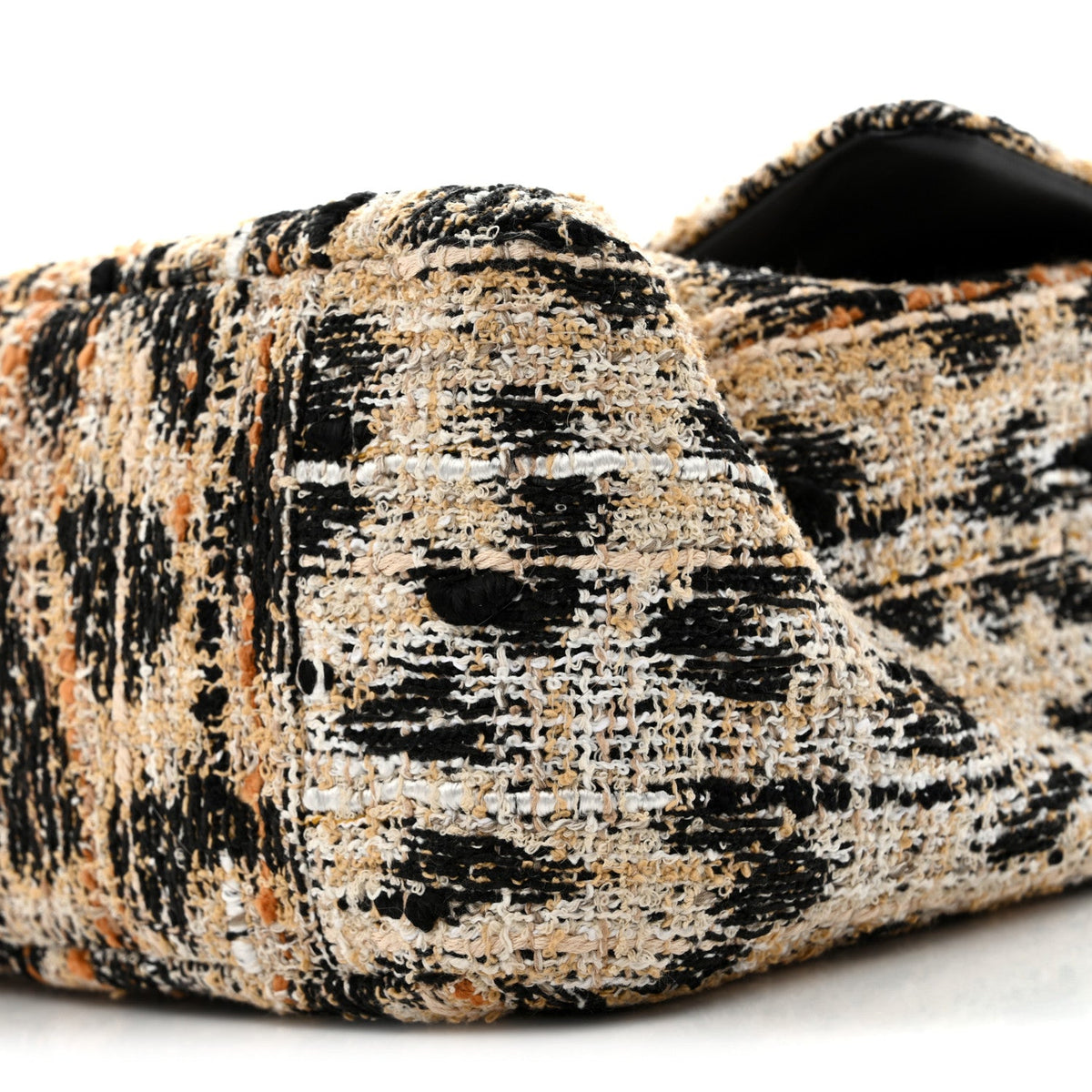 Tweed Mixed Fibers Leopard Print Small Souplissimo Maxi Flap Brown Black White