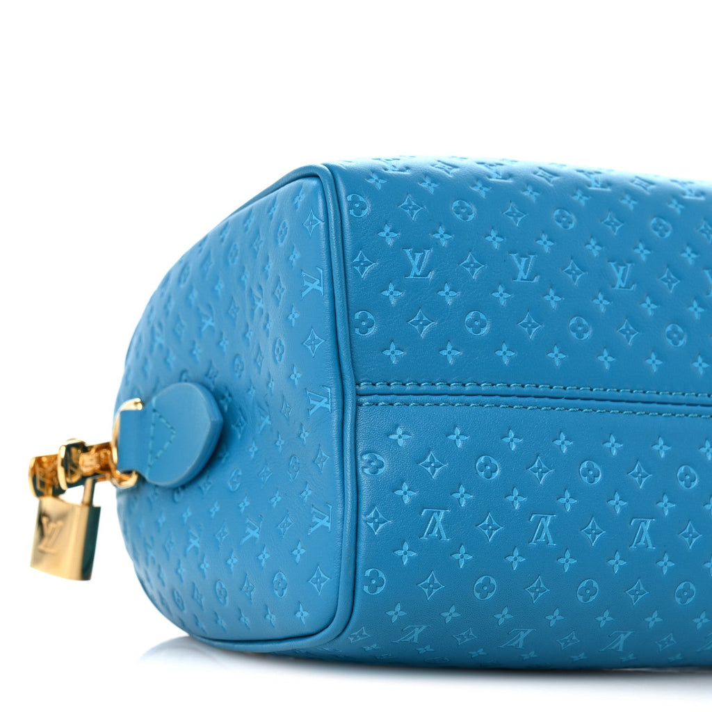 Calfskin Nanogram Embossed Speedy Bandouliere 20 Blue