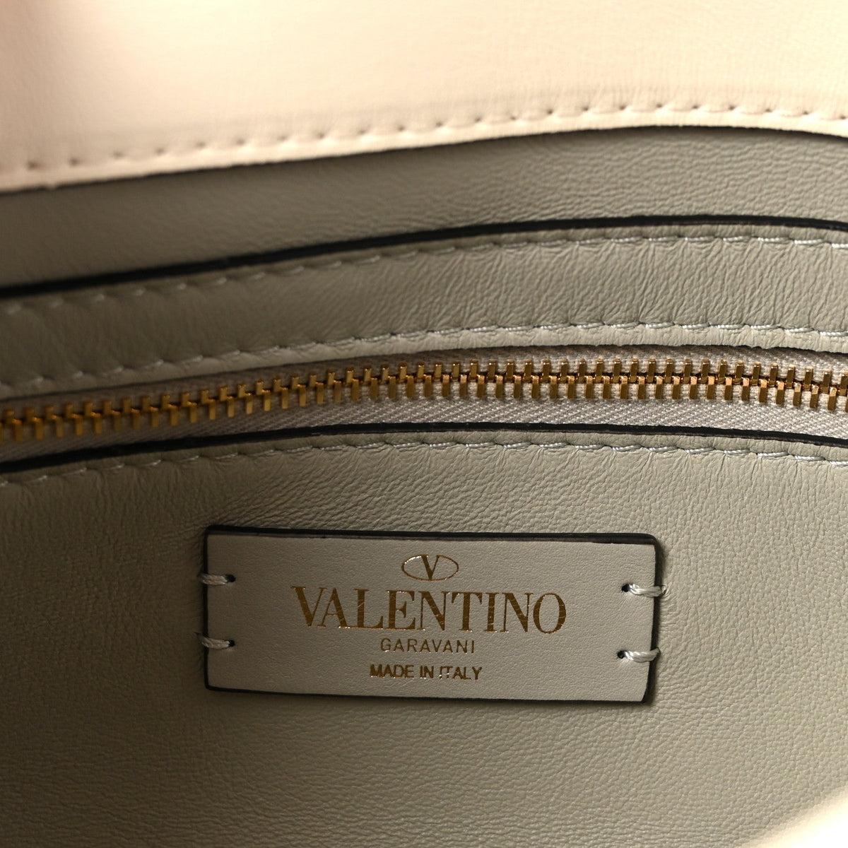 Nappa Enamel Medium Roman Stud Shoulder Bag Ivory