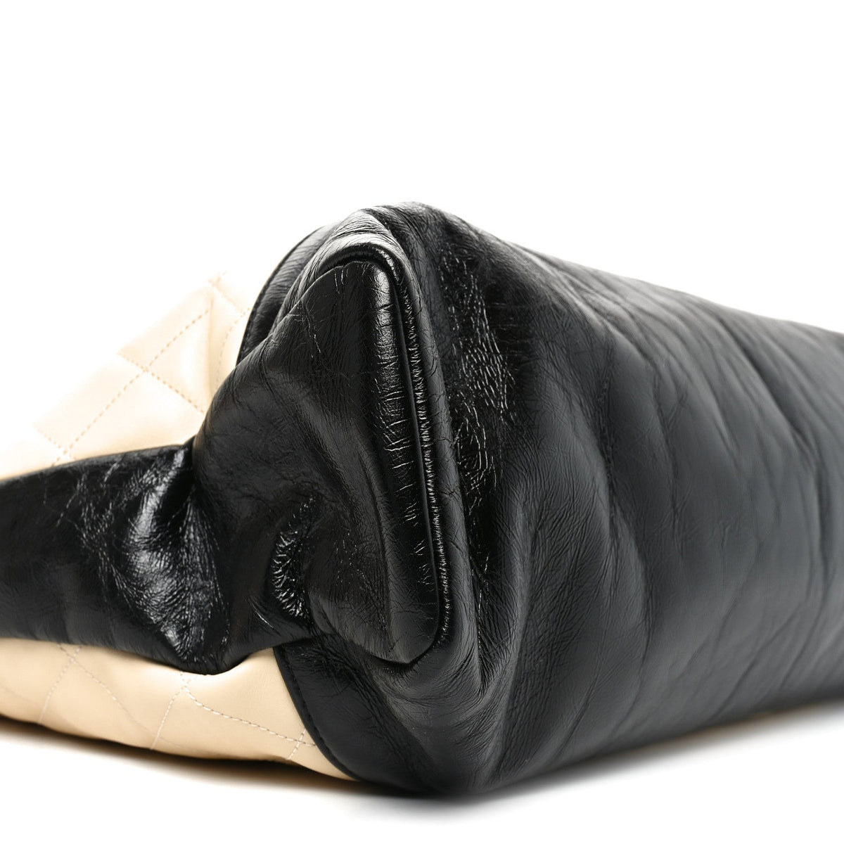 Aged Calfskin Quilted Large 31 Shopping Bag Beige Black Beige Black