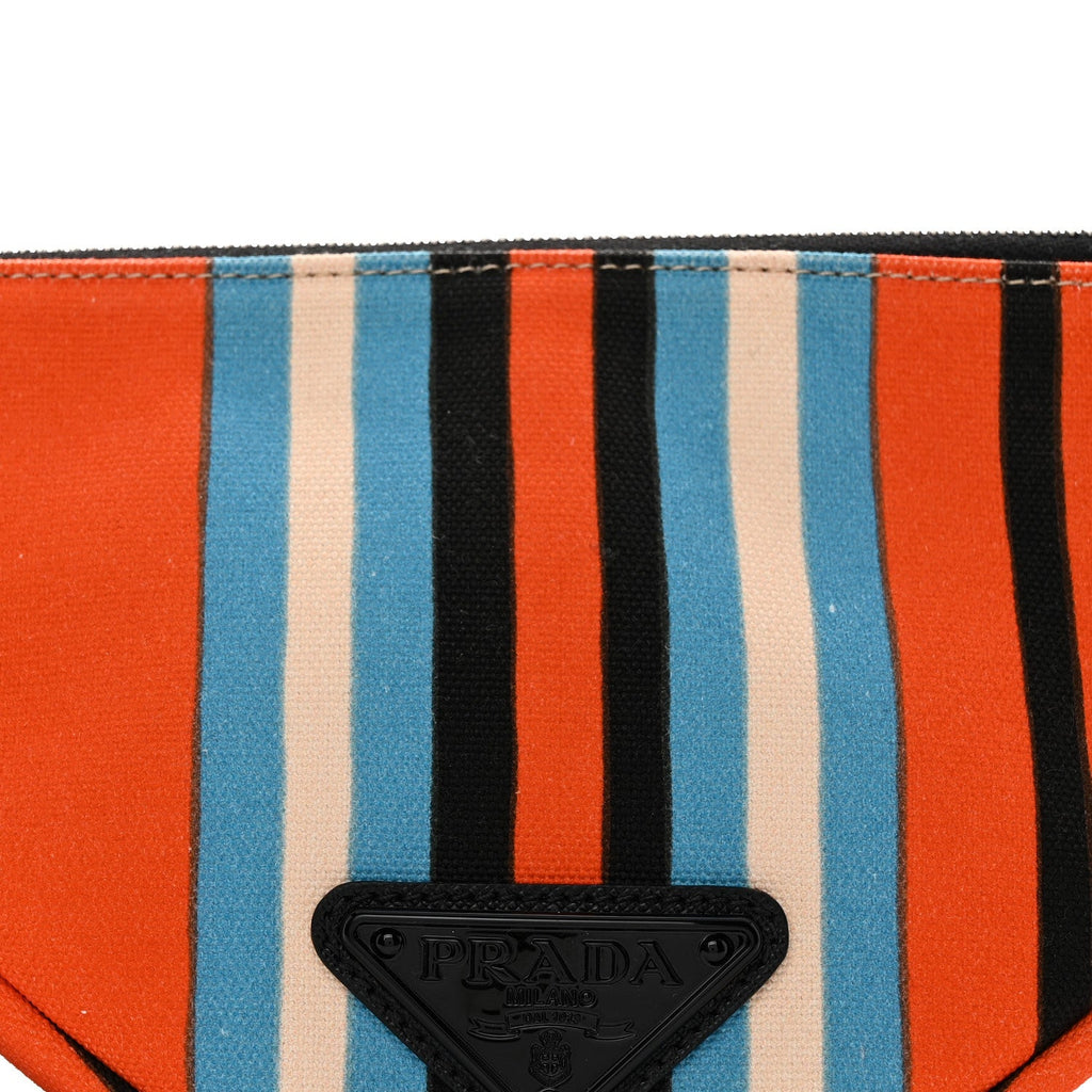 Canvas Baiadera Stripe Wristlet Pouch Arancio