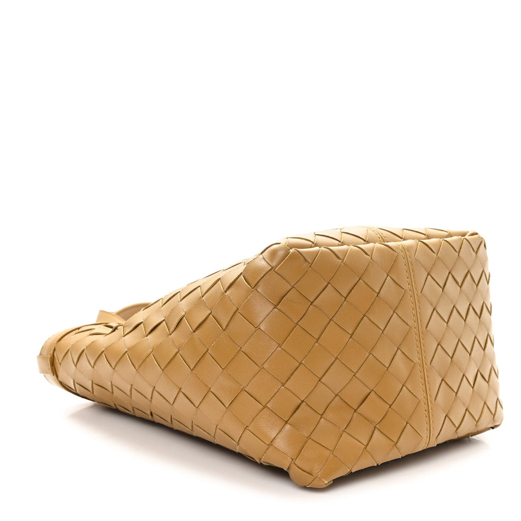 Nappa Intrecciato Small Flip Flap Tote Acorn Brass
