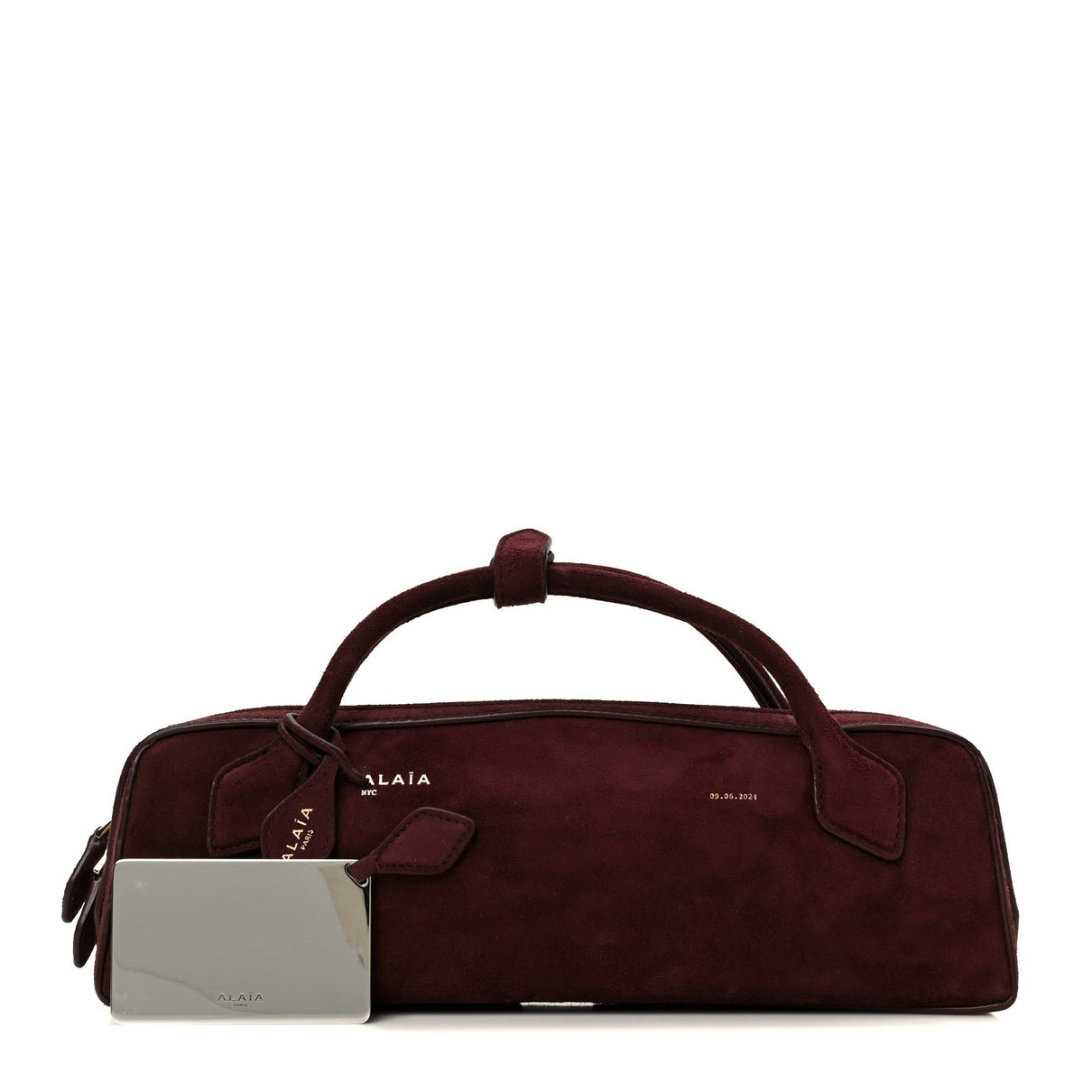 Suede Goatskin Le Teckel Clutch Rouge Grenat