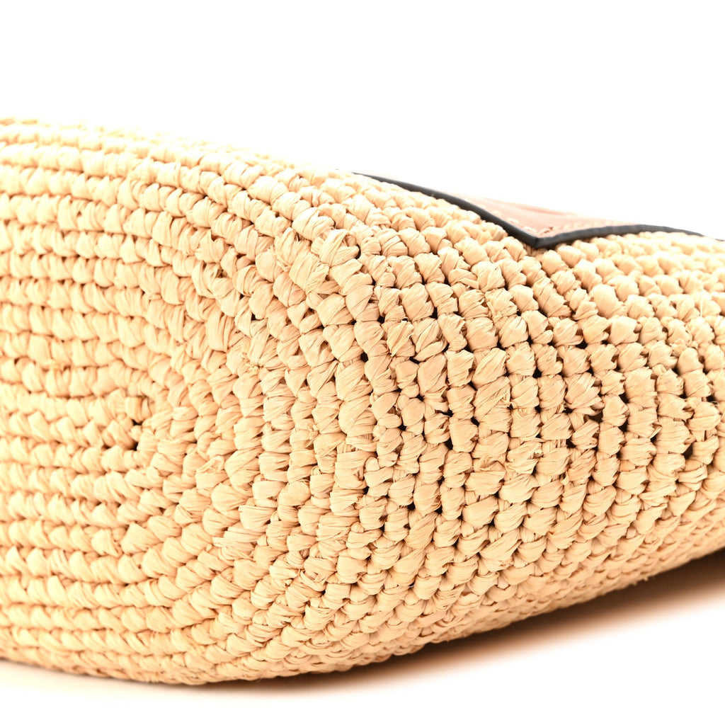 Calfskin Raffia Paulas Ibiza Pochette Bag Natural Tan