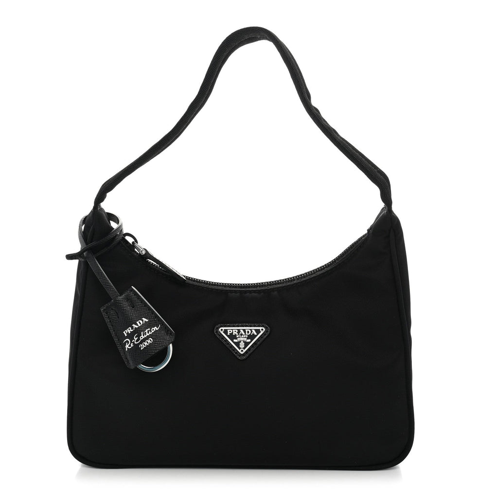 Tessuto Nylon Saffiano Mini Re-Edition 2000 Bag Black