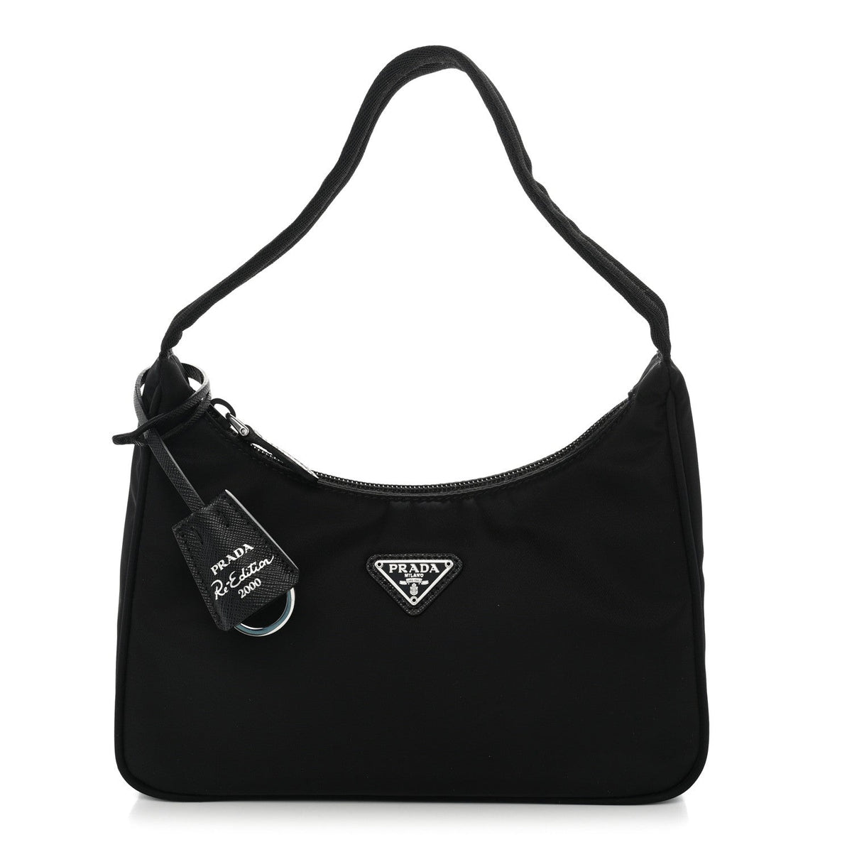 Tessuto Nylon Saffiano Mini Re-Edition 2000 Bag Black