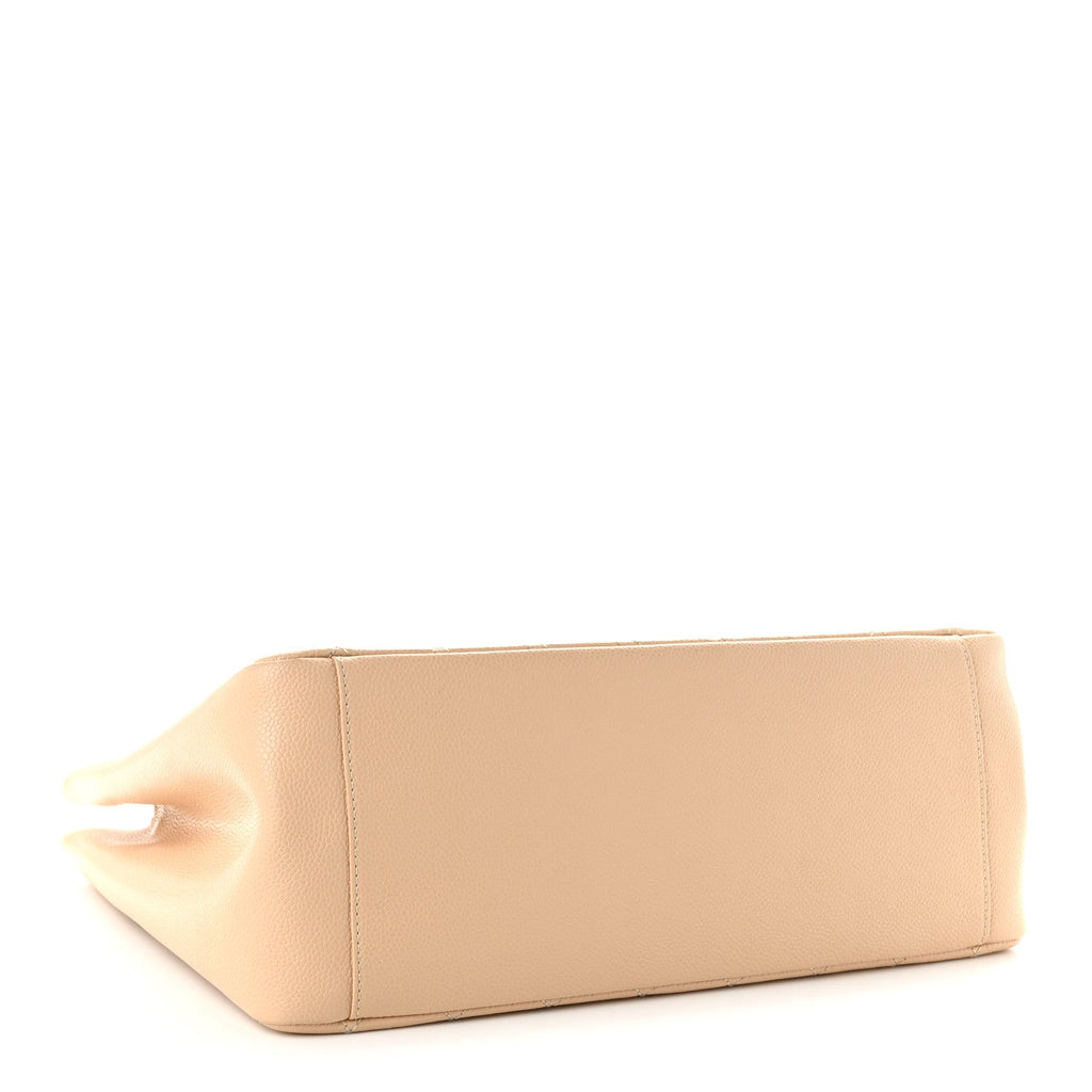 Caviar Quilted Grand Shopping Tote GST Beige